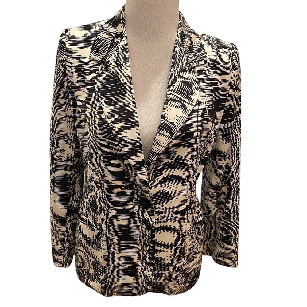 Escada Margaretha Ley Woman Silk/Cotton Zebra Leopard Animal Print Blazer Sz.38